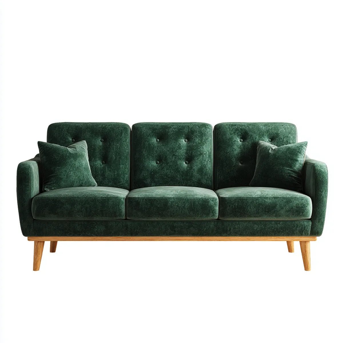 Canapé 3 places droit vert foncé 210 x 85 x 86 cm velours de polyester