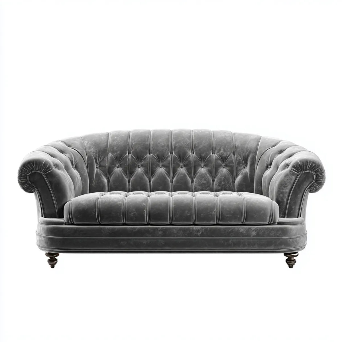 Canapé Chesterfield 3 places gris en velours polyester 220 x 95 x 80 cm