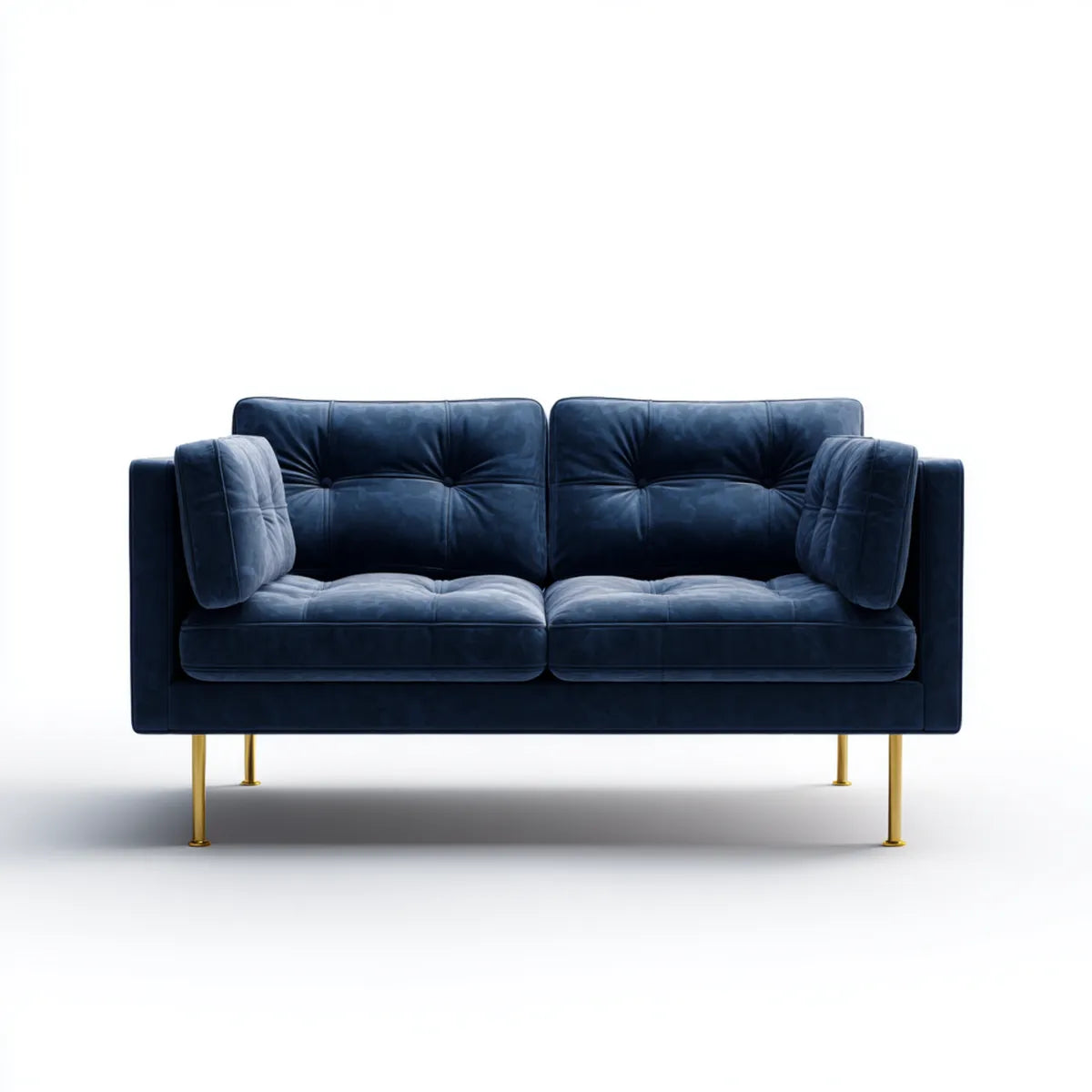 Canapé 2 places bleu marine en velours de polyester 160 x 85 x 85 cm rectangulaire