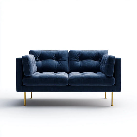 Canapé 2 places bleu marine en velours de polyester 160 x 85 x 85 cm rectangulaire