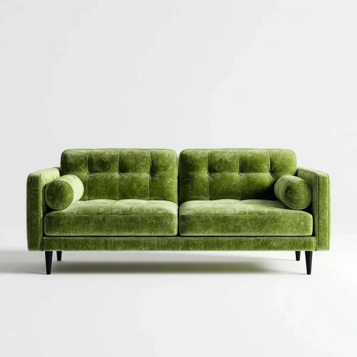 Canapé 2 places vert olive 170 x 85 x 84 cm en velours de polyester droit