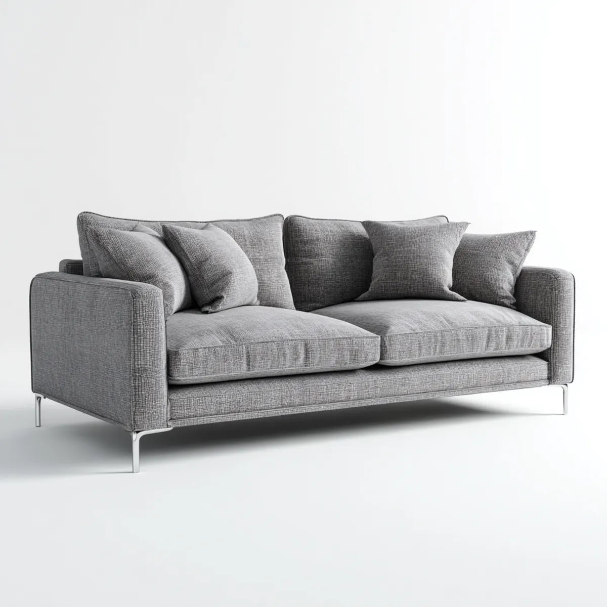 Canapé 3 places gris 220 x 95 x 85 cm en polyester forme droite