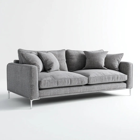 Canapé 3 places gris 220 x 95 x 85 cm en polyester forme droite