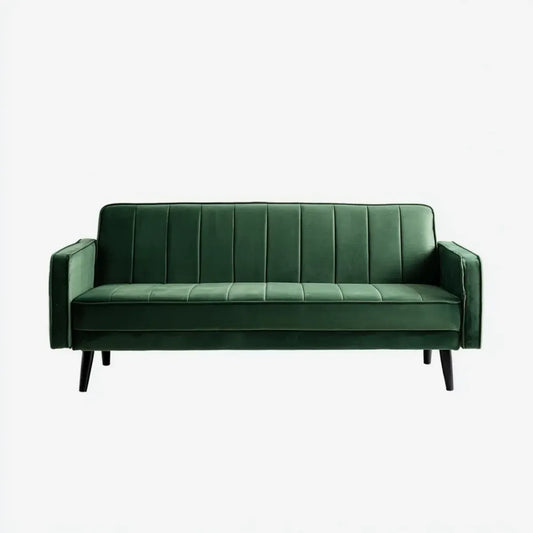 Canapé droit 3 places vert foncé 180 x 78 x 83 cm en polyester aspect velours