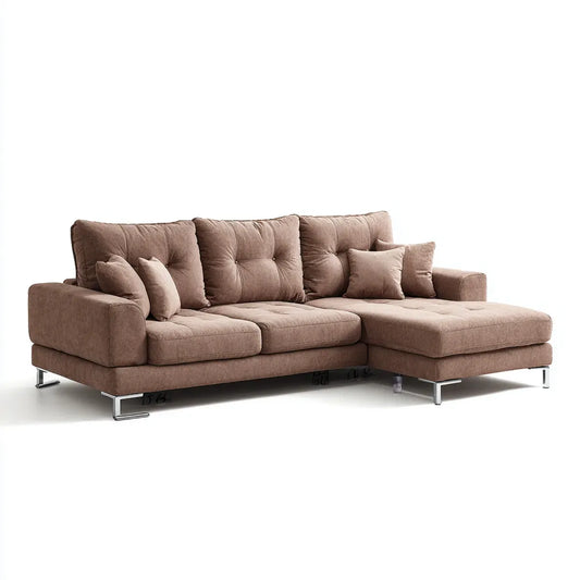 Canapé d'angle 3 places taupe 280 x 165 x 85 cm polyester forme L