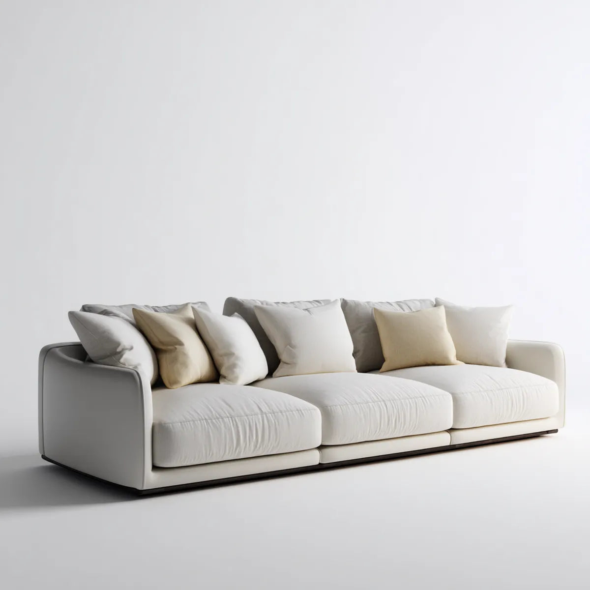 Canapé droit 3 places blanc cassé en polyester 240 x 100 x 78 cm