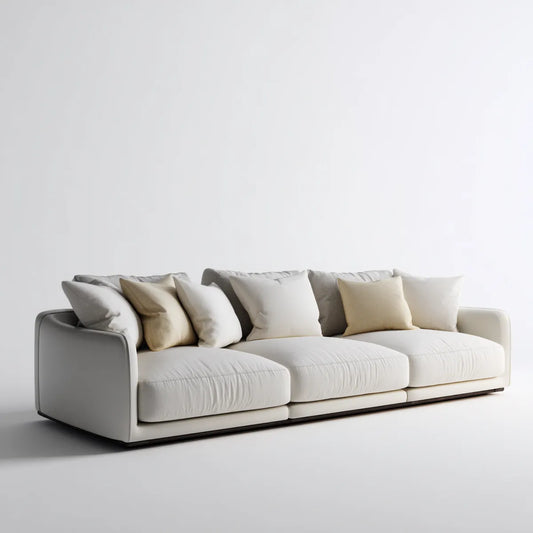 Canapé droit 3 places blanc cassé en polyester 240 x 100 x 78 cm