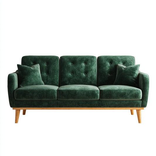 Canapé 3 places droit vert foncé 210 x 85 x 86 cm velours de polyester