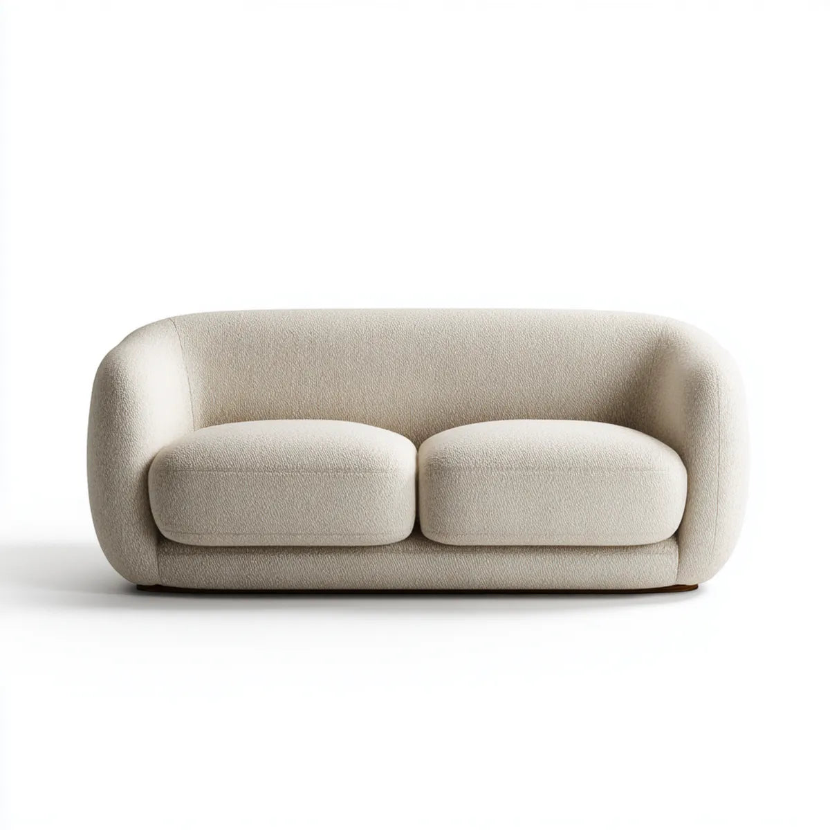 Canapé 2 places beige en polyester bouclette 180 x 92 x 75 cm forme arrondie